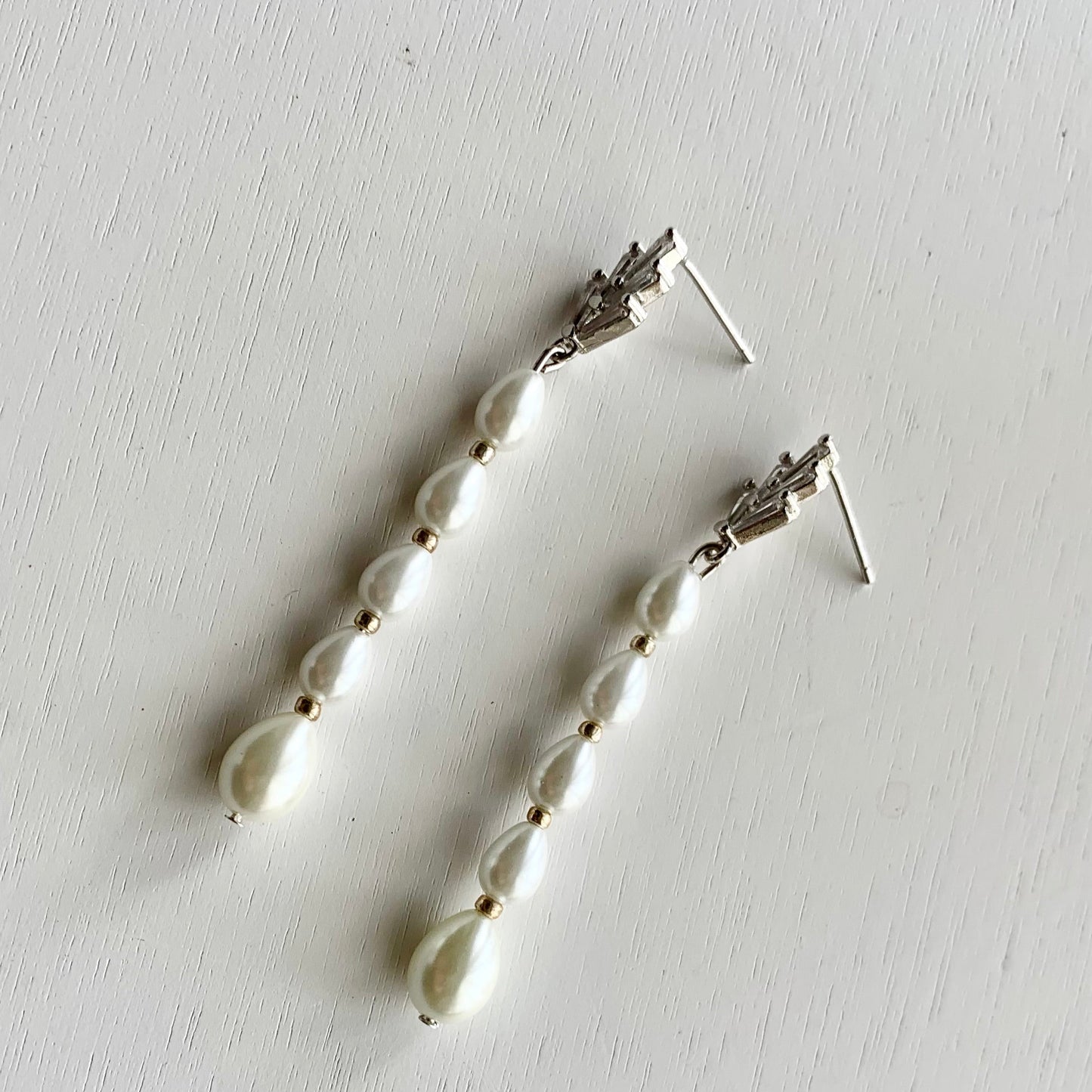 Julia - Art Deco CZ and Pearl Drop Earrings