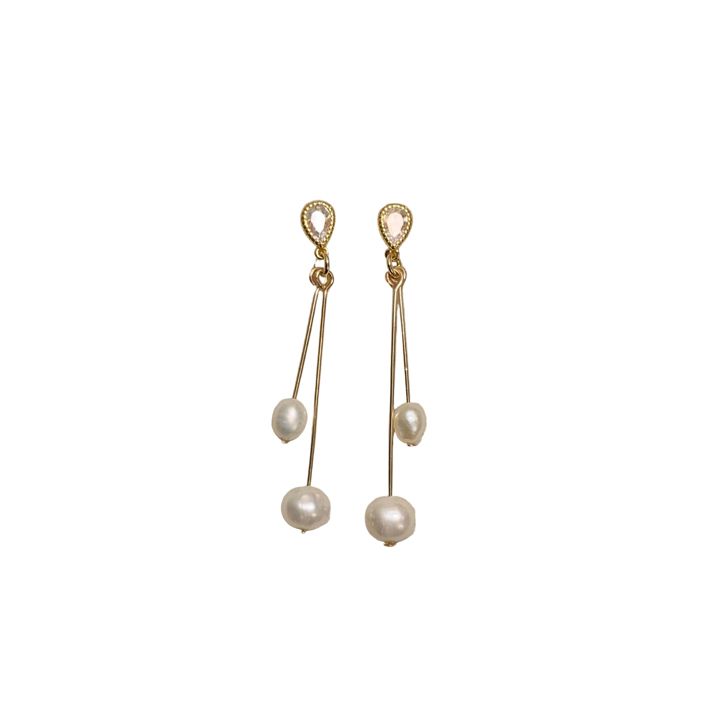 Liza - CZ and Freshwater Pearl Dangle Earrings