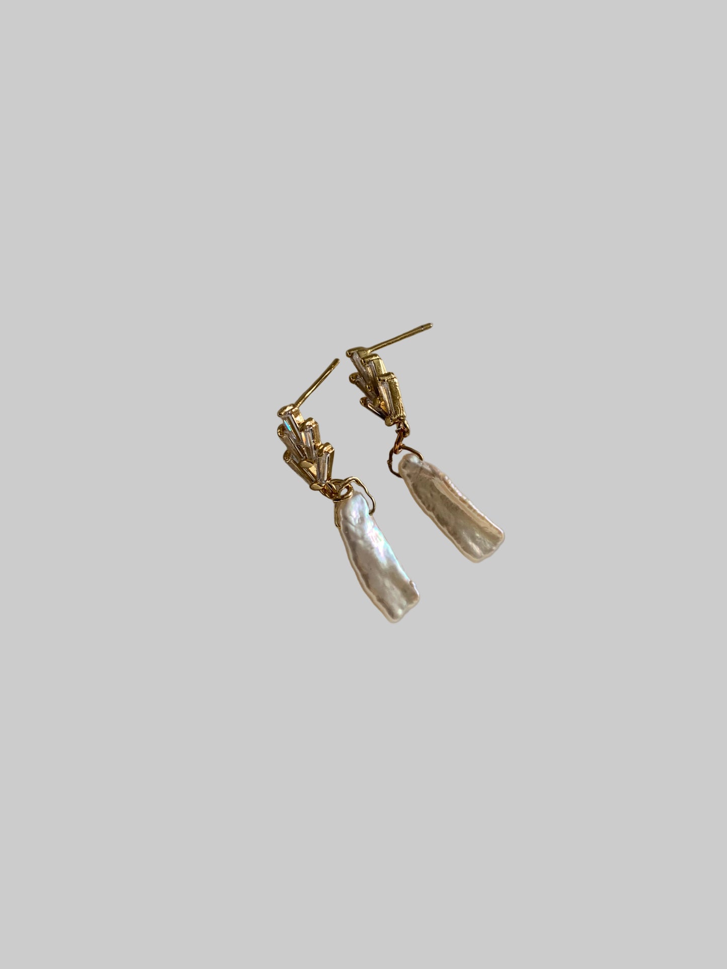 Eden - Biwa Pearl Art Deco CZ Earrings