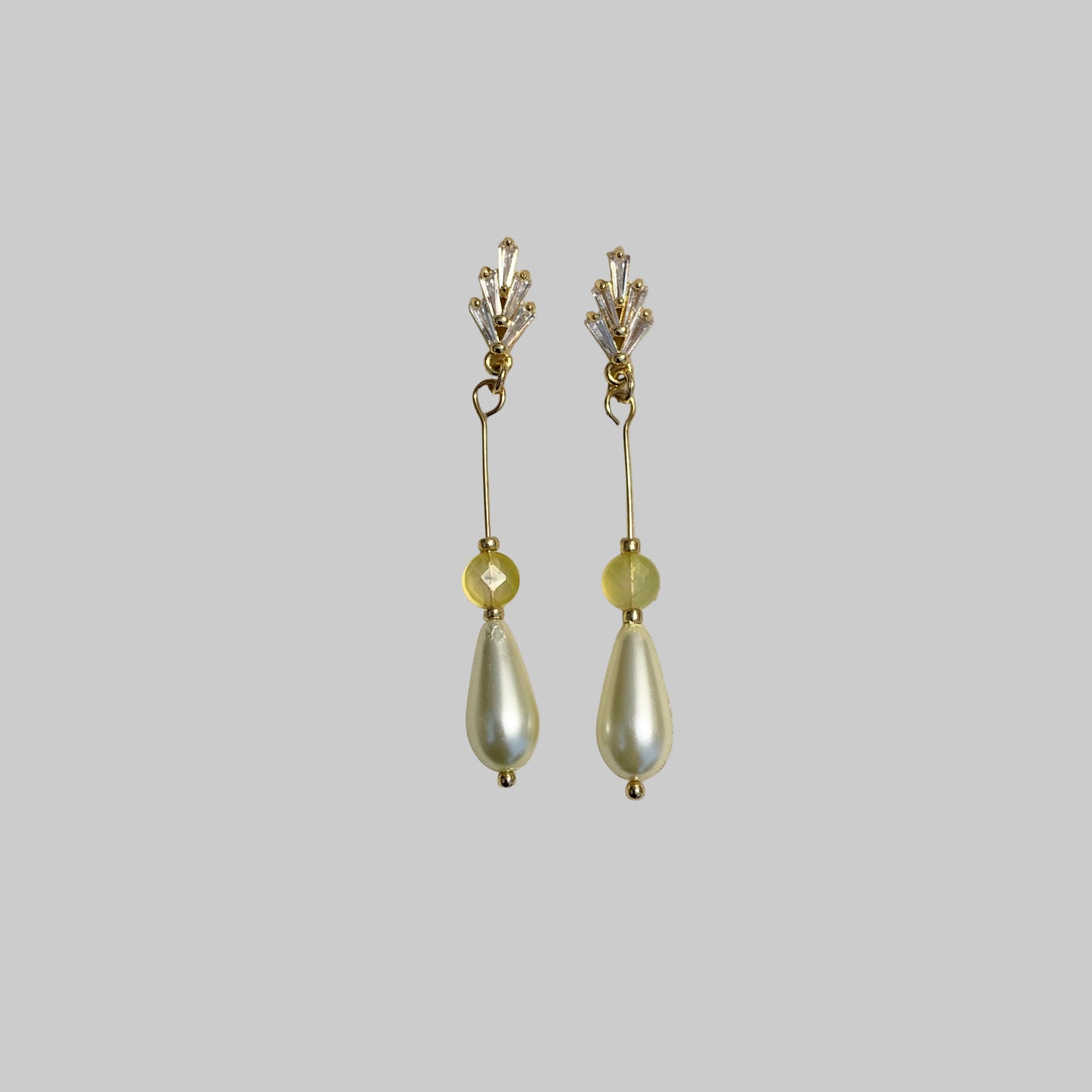 Ari-CZ and Yellow Agate and Pearl earrings