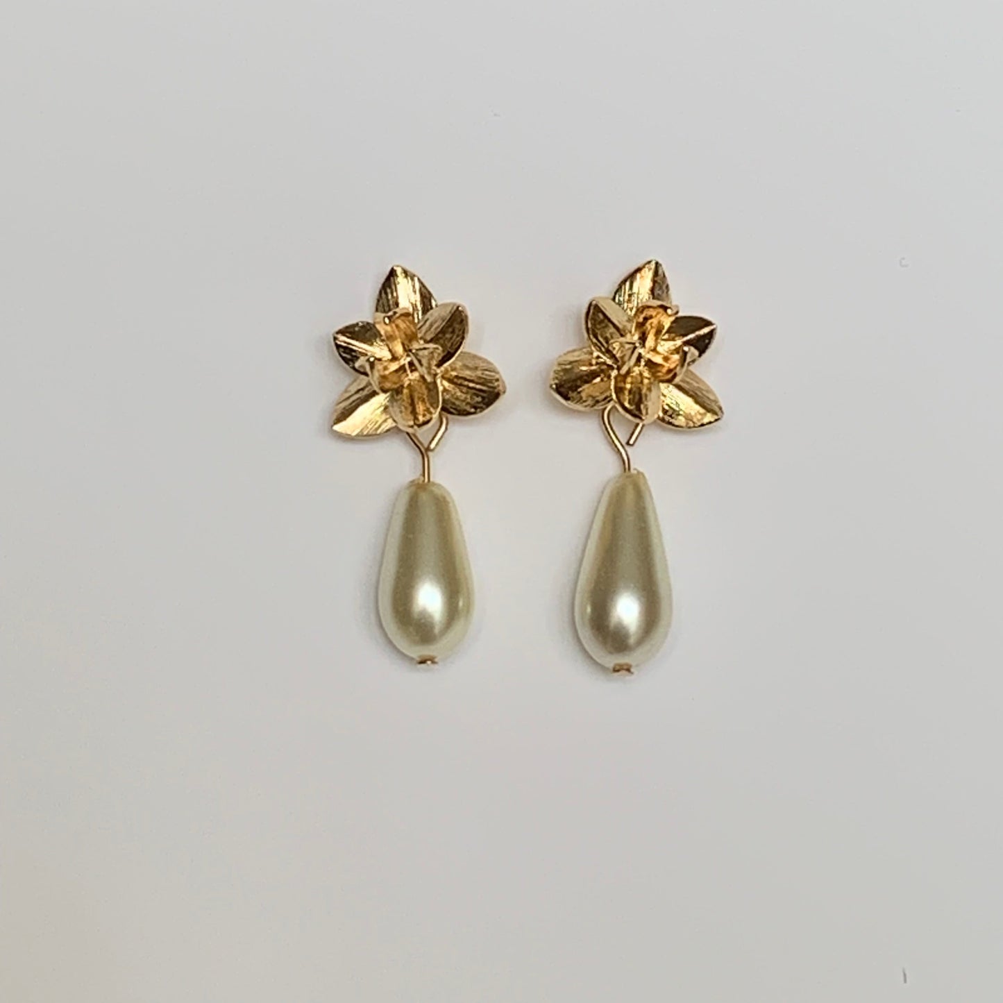 Magnolia and pearl earrings