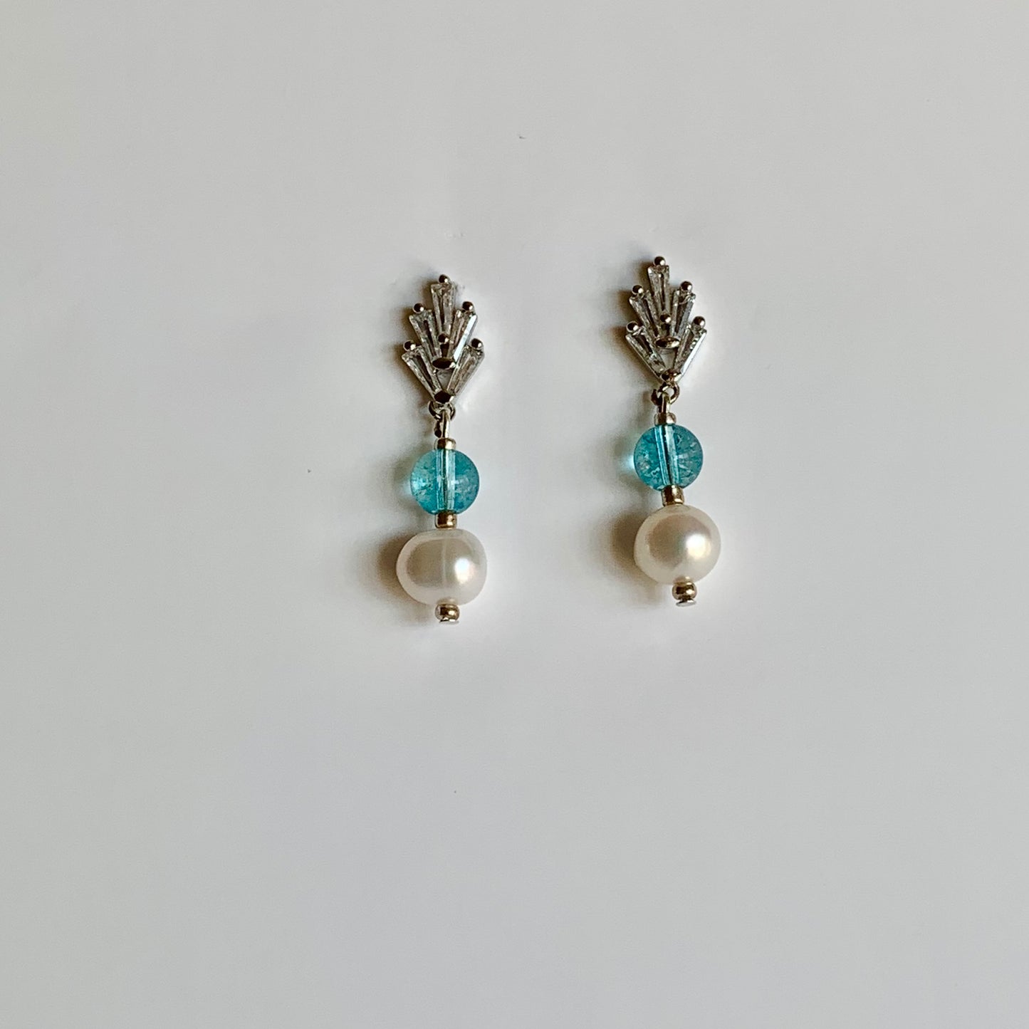 Cali - Blue Quartz and Freshwater Pearl Earrings