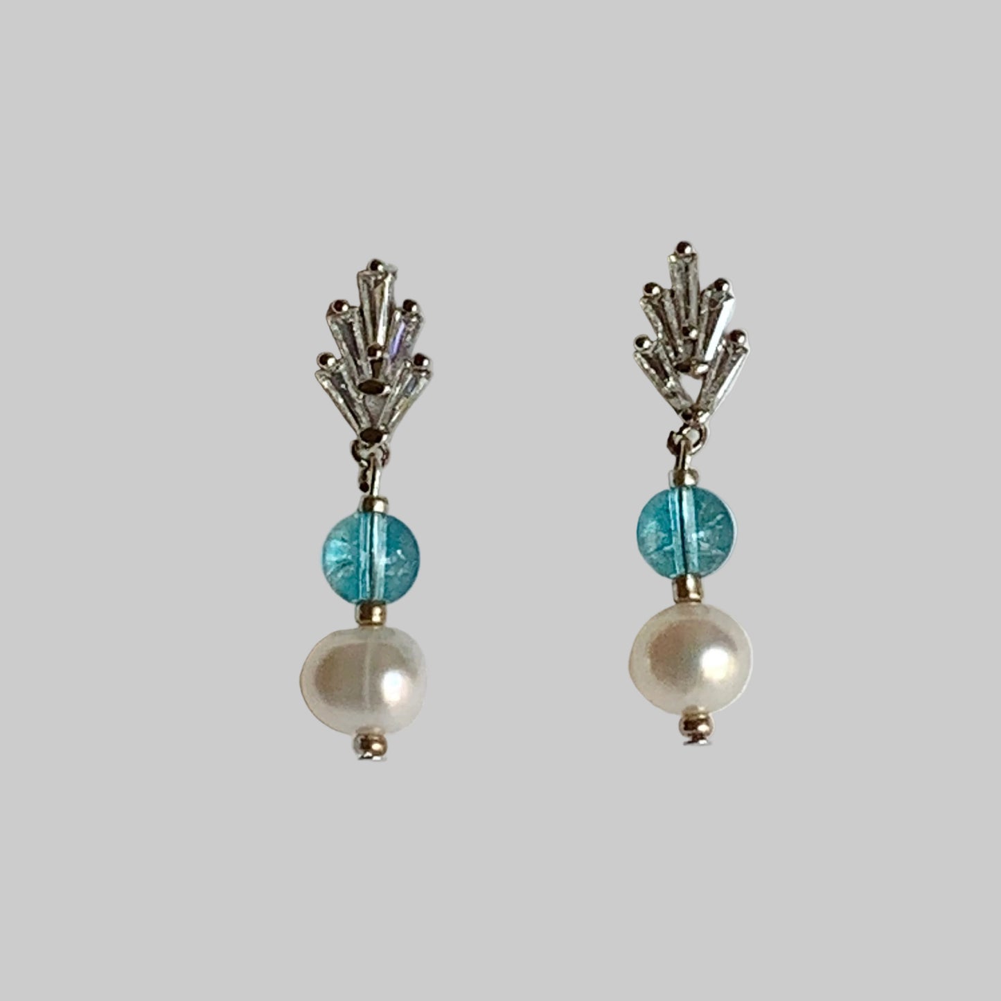 Cali - Blue Quartz and Freshwater Pearl Earrings
